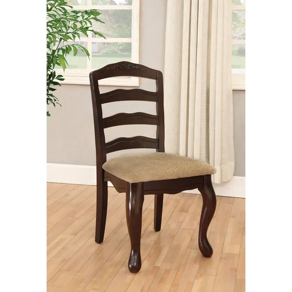 ioHOMES Floral Accented Ladder Back Side Chair Wood Dark Walnut Set of 2