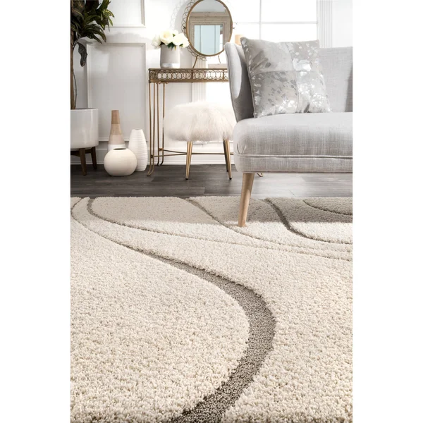 nuLOOM Luxuries Posh Shag Rug - 5& x 8& Oval - Cream