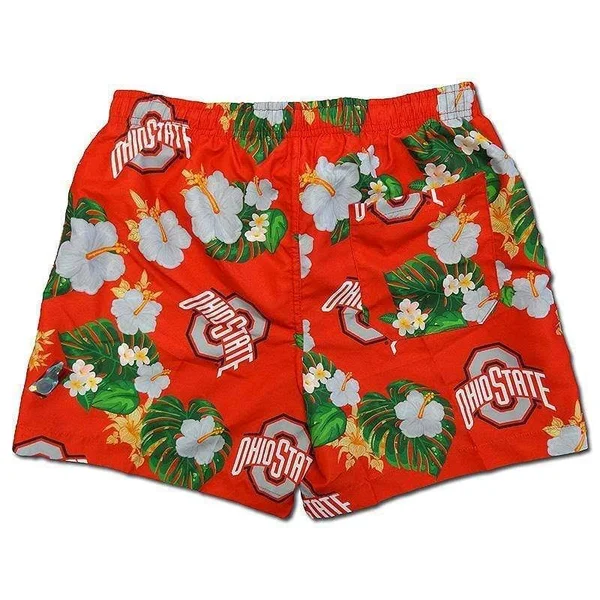 Ohio State Buckeyes Floral Swimming Trunks, Mens Size: 2XL