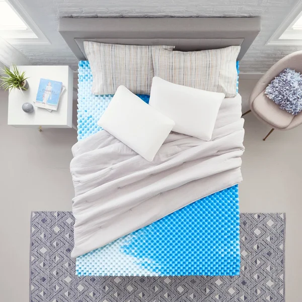 Comfort Revolution 4x22 Reversible Convoluted Memory Foam Mattress Topper - California King - Blue