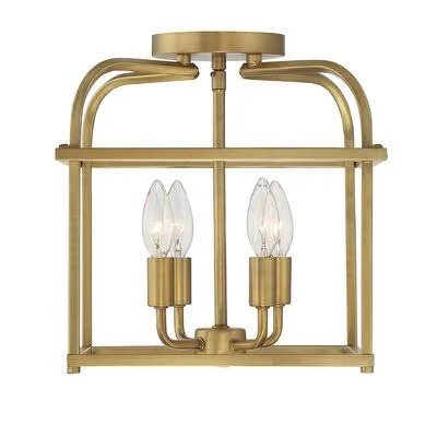 4-Light 12x22 Semi Flush Mount Red Barrel Studio Fixture Finish: Natural Brass