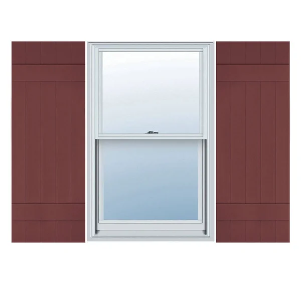 17 1/2 inchw x 30 inchh Lifetime Vinyl, Custom Five Board Joined (2 Batten), Board-n-Batten Shutters, w/Shutter-Loks (Per Pair)