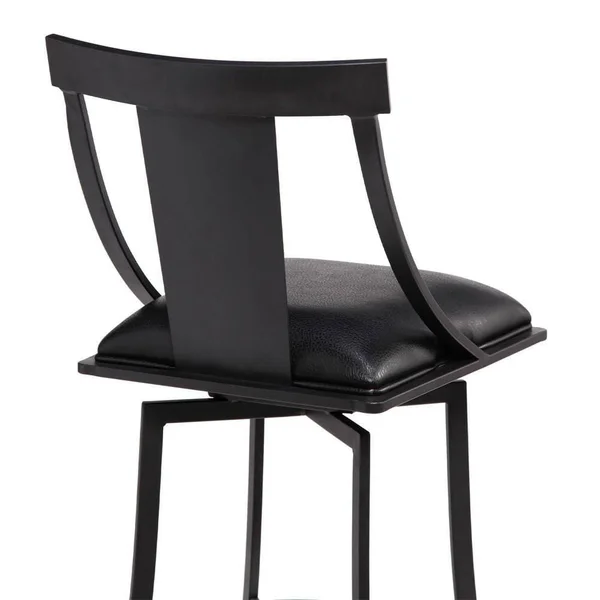 Benjara 26 Inches Leatherette Counter Stool with Fiddle BACK - Black