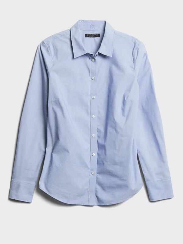 Banana Republic Women's Riley Tailored-Fit Shirt Light Blue Tall Size 16