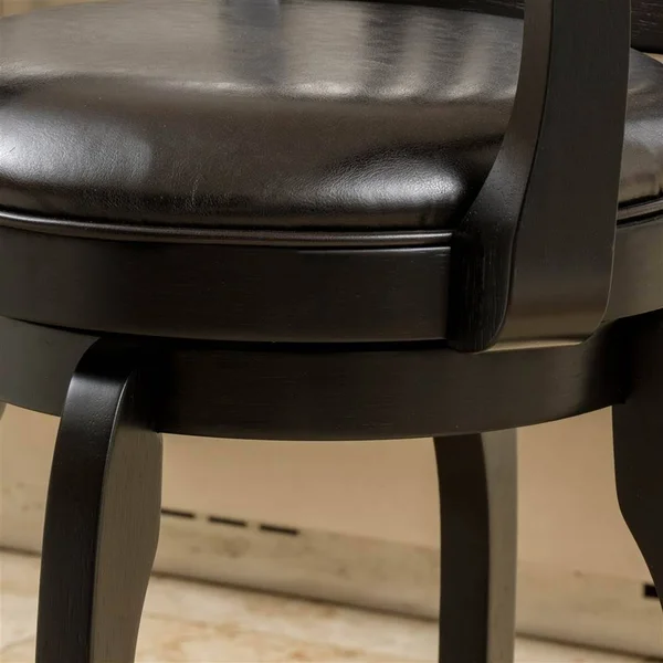 Noble House Leather Swivel Barstool with Arms