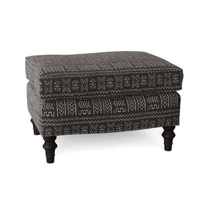 Savoie 29.5x22 Rectangle Cocktail Ottoman Alcott Hill Body Fabric: Onyx Black-31333 - Leg Color: Dark Walnut