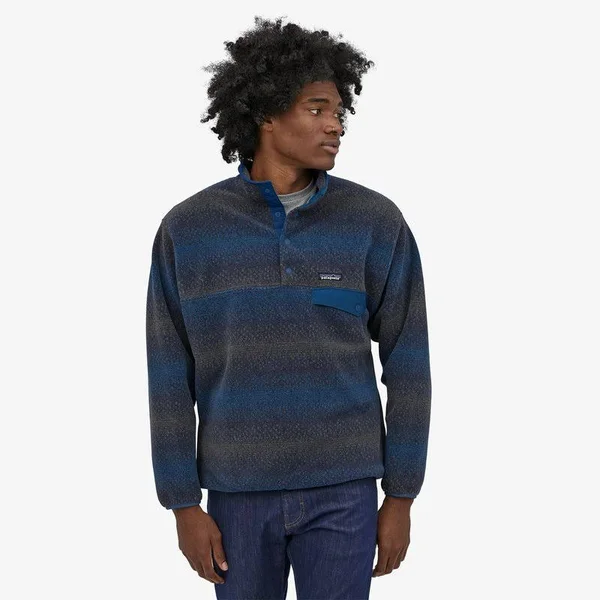 Patagonia Men's Synchilla Snap-T Pullover, Gem Stripe: New Navy, Xs
