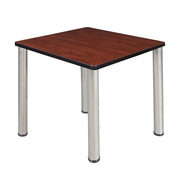 Kee 30x22 Square Breakroom Table- Cherry/ Chrome