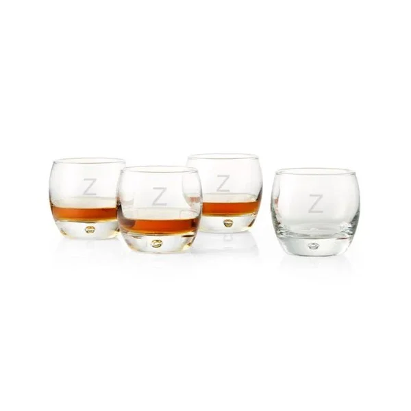 Z Monogrammed Whiskey Glasses - Set of 4, Crate & Barrel