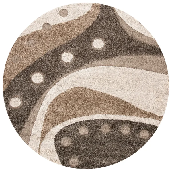 Safavieh Florida Shag Riet Abstract Rug - 6&7x22 x 6&7x22 Round - Brown/Ivory