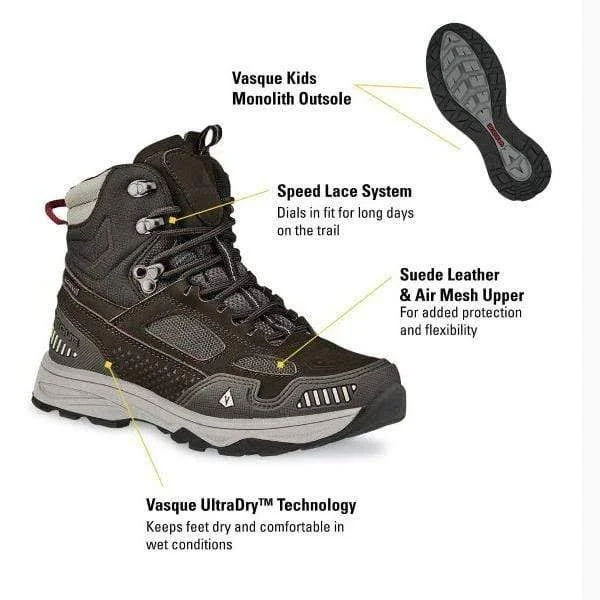 Vasque Breeze at UltraDry Hiking Boot - Kids& Magnet/Baltic - 6.0