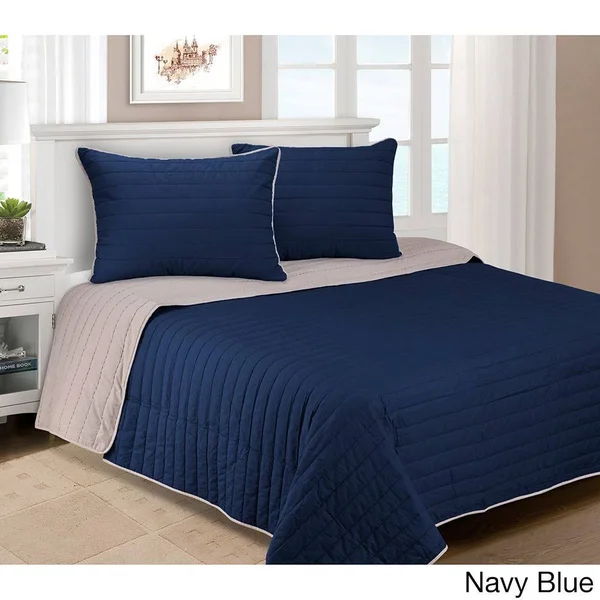 Superior 100% Cotton, Soft, Full/Queen, Brandon Striped Quilt Set, Lavender
