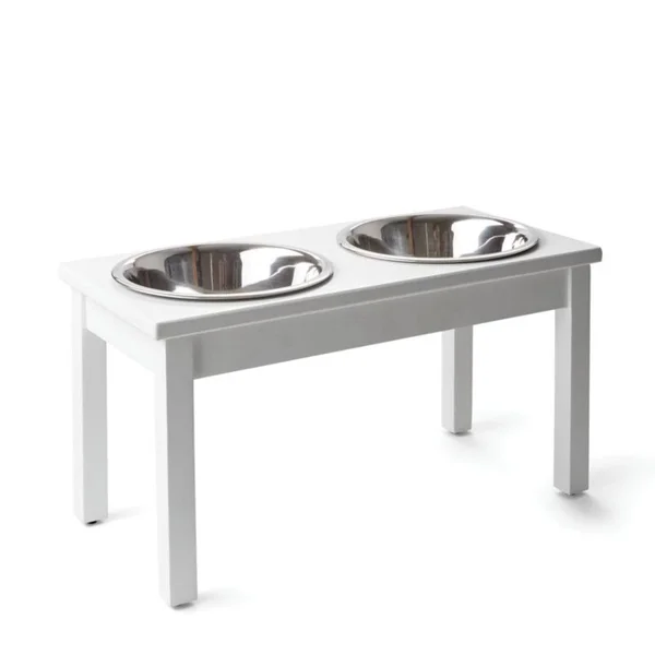 Wooden Elevated Dog Feeder - White, Size Small, Orvis