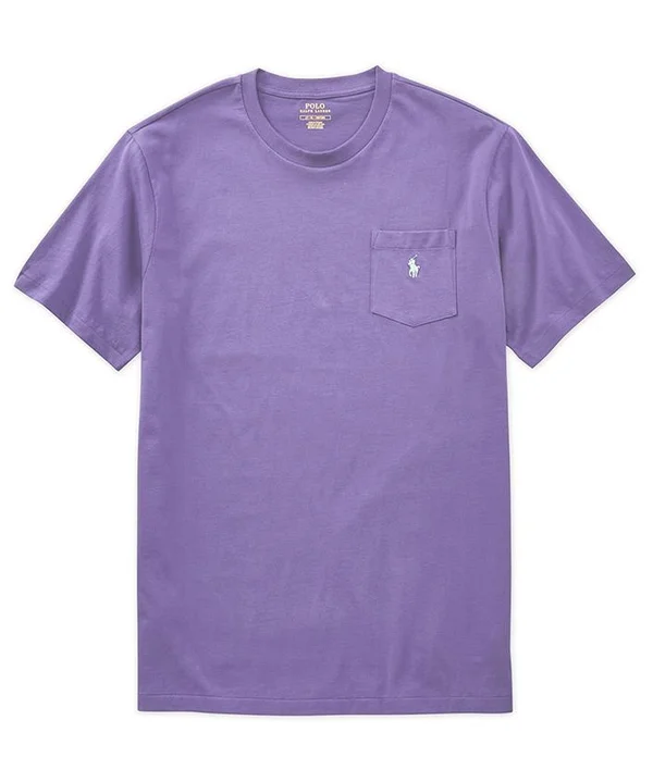 Men's Polo Ralph Lauren Casual Short Sleeve Solid Pocket Crewneck Tee Shirt - Juneberry Purple - Size 2x