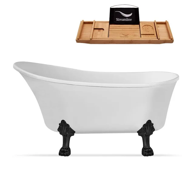 Streamline Bath N348BL-IN-ORB 63x22 x 28x22 Soaking Acrylic Bathtub Drain Color: Oil Rubbed Bronze, Feet Finish: Black