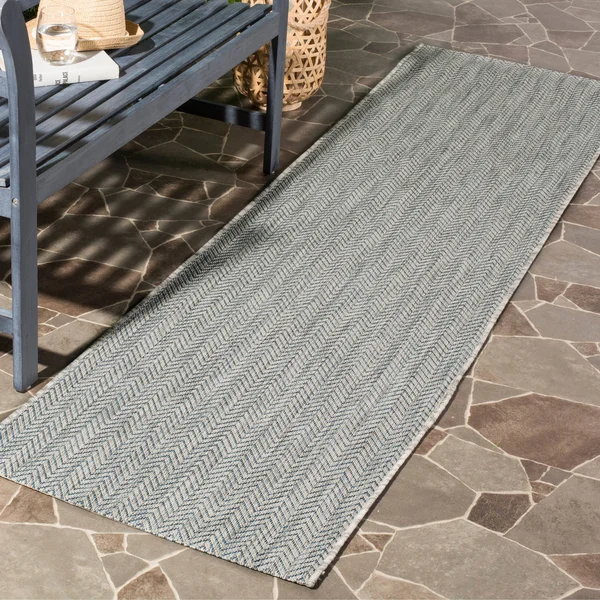 Safavieh Courtyard Navy - Grey Area Rug; 8& x 11&