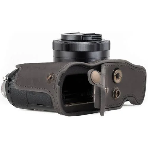 MegaGear mg1706 Ever Ready Leather Camera Case Compatible with Panasonic Lumix Dmc-gx85 - Dmc-gx80 (12-32mm) - Gray