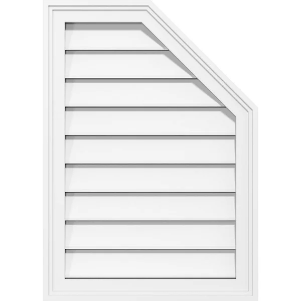 Ekena Millwork GVPOR24X4002SF 24x22W x 40x22H Half Octagon Top Right Surface Mount PVC Gable Vent: Functional - w/ 2x22W x 1-1/2x