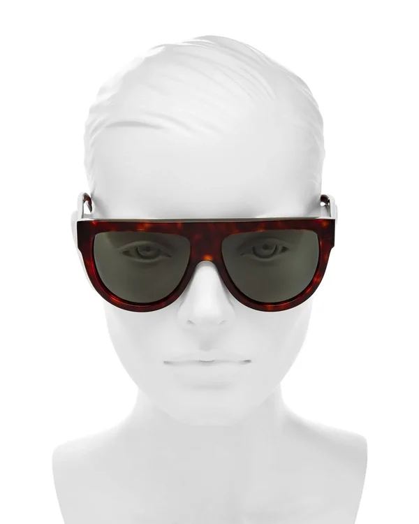 Celine 58mm Pilot Sunglasses - Red Havana/ Green