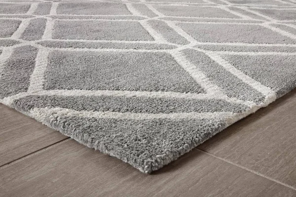 Allen + Roth Shae 5 x 8 Grey Geometric Mid-Century Modern Area Rug Polyester in Gray, JJ-13828