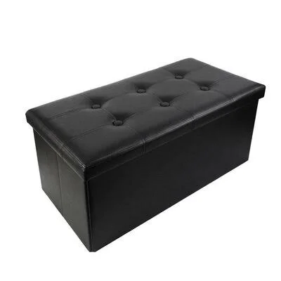 Breault Ottoman 30.7x22 Wide Faux Leather Rectangle Storage Ottoman Andover Mills Upholstery Color: Black Faux Leather