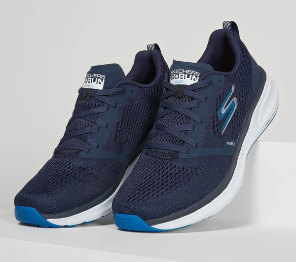 Skechers Men's GOrun Pure 2 Running Shoes, Navy, Blue, 8.5