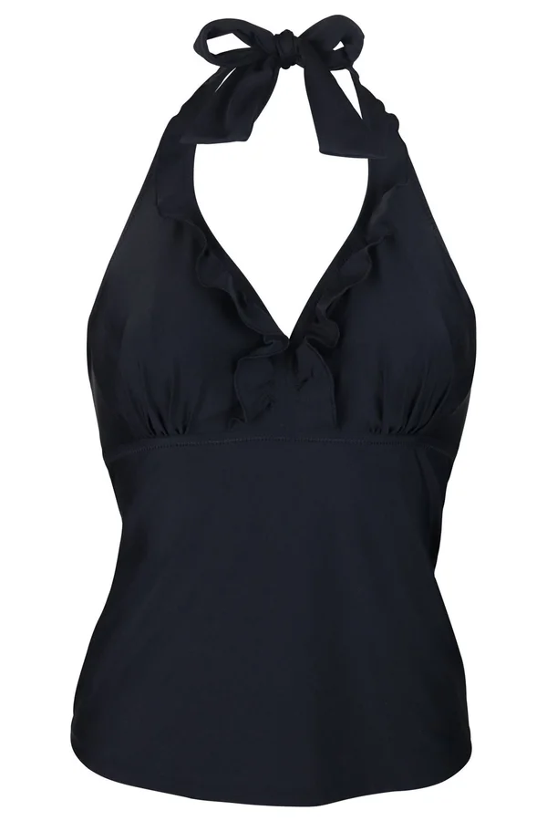 Pour Moi Splash Frill Underwire Tankini Top - Womens - Black - 34b