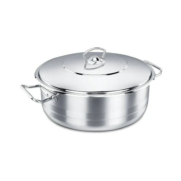 Korkmaz Classic 18/10 Stainless Steel Dutch Oven Covered Silver 6 Quart