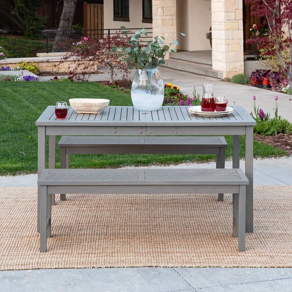 3PC Coro Chevron Outdoor Patio Dining Set Gray Wash - Saracina Home