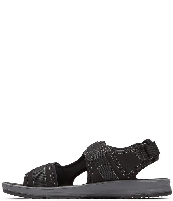 Rockport Men's Lucky Bay Sport 3 Strap Suede Sandals, Mens, 10M, Black