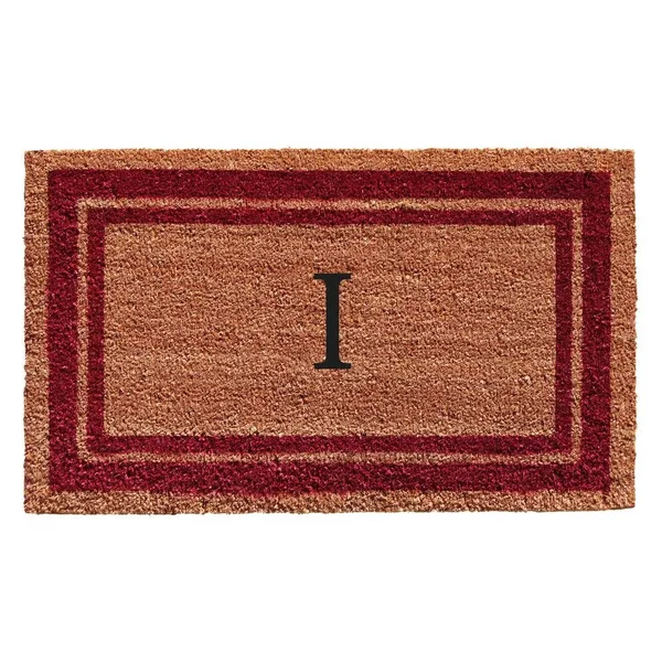 Home & More Monogram Letter I 24x22 x 36x22 Border Door Mat in Burgundy