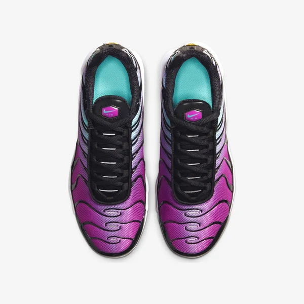 Nike Air Max Plus Casual Running Shoes - Aurora Green/Black/Hyper Violet, Size 4.0