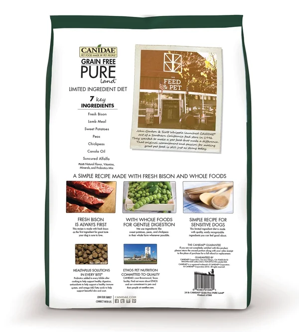 Canidae Grain Free Pure Land with Fresh Bison Dry Dog Food - 24-lb