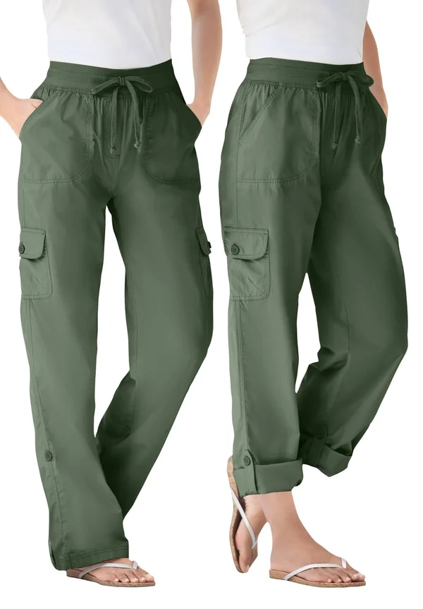 Plus Size Women's Convertible Length Cargo Pant by Woman Within in Olive Green (Size 40 W)