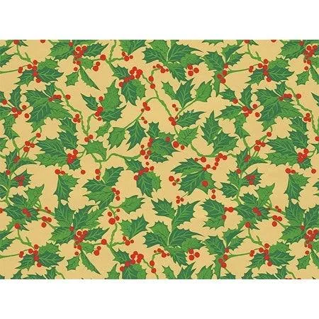 NAS Pack of 1 - Christmas Holly 26x22 x 417& Half Ream Roll Gift Wrap for Party, Kids& Birthday, Wedding & Occasion - Multico