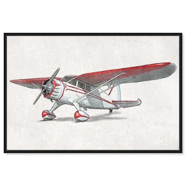 Oliver Gal 'Vintage Aviator II' transportation Wall Art Framed Canvas Print Airplanes - White - Red - 45 x 30 - Gold