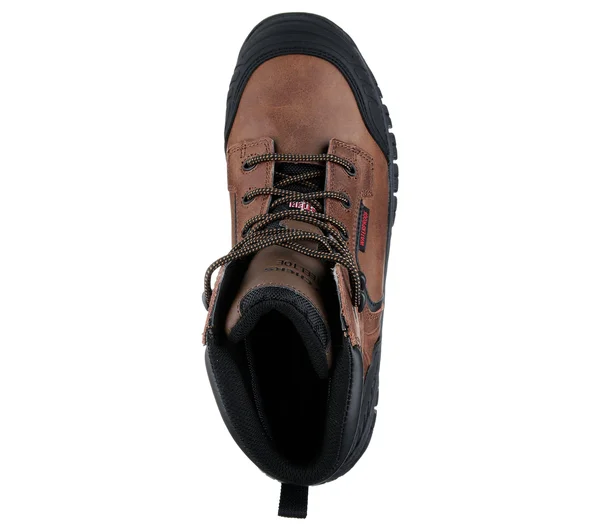 Skechers Men's Work Hartan Onkin Steel Toe Waterproof Boot, Dark Brown