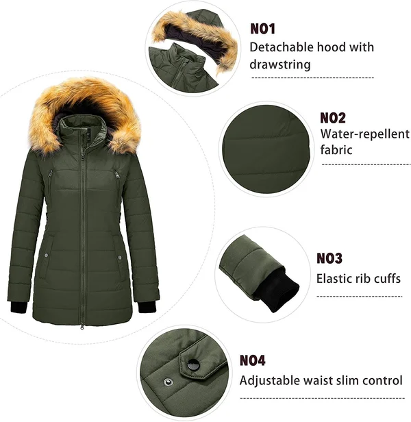 Women's Warm Winter Coat Teal Blue, Small