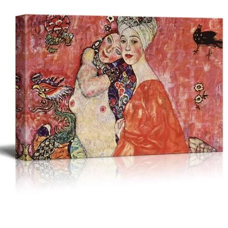 Wall26 Canvas Wall Art - The Girlfriends by Gustav Klimt - Giclee Print Gallery Wrap Modern Home Decor Ready to Hang - 32x48 Inc