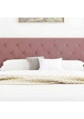 Lucid Dream Collection Diamond Tufted Mid Rise Velvet Headboard - Rose - King/California King