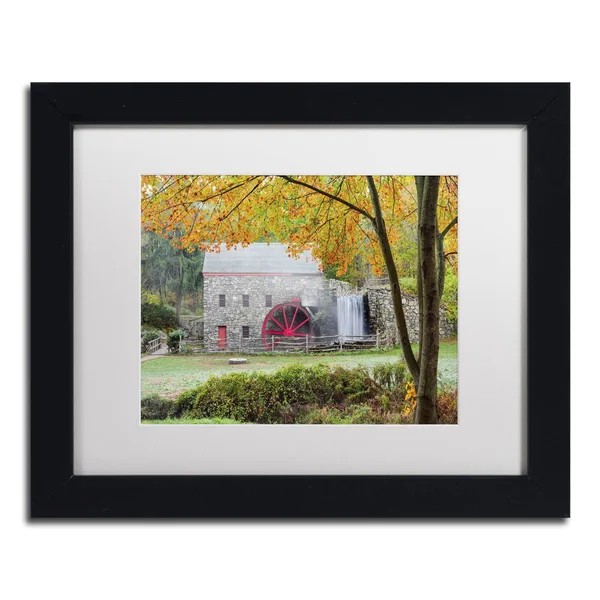 Trademark Fine Art &Grist Mill Autumn& by Michael Blanchette Framed Photographic Print - Matte Color: White, Size: 16x22 H x 20x