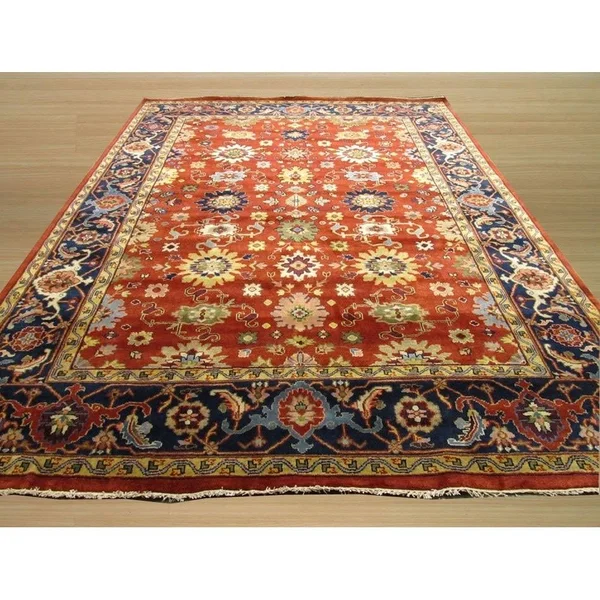 Hand-Knotted Wool Rust Traditional Oriental Super Mahal Rug - Size: 4& x 6&