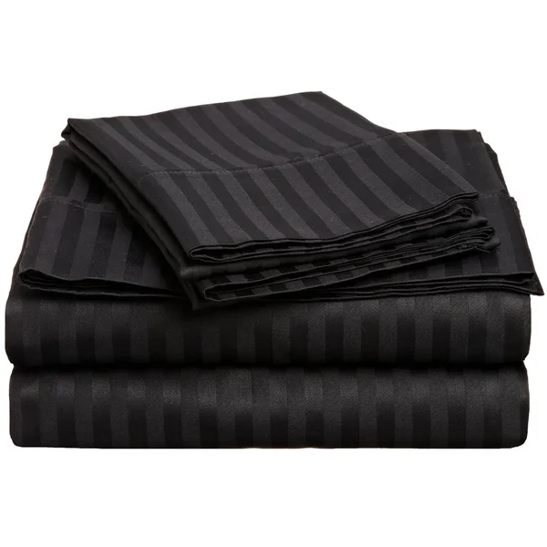 Superior 300 Thread Count Split King Deep Pocket Cotton Sateen Sheet Set - Black - Victorian