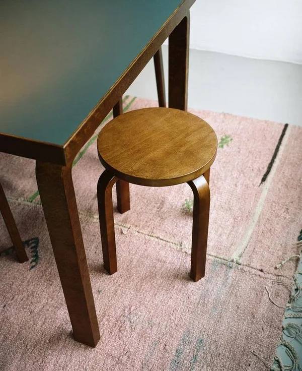 Artek Aalto Stool E60, Blue - Birch