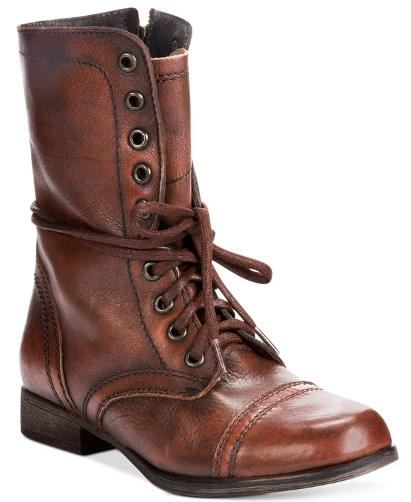 Steve Madden Troopa - Brown Leather Combat Boot