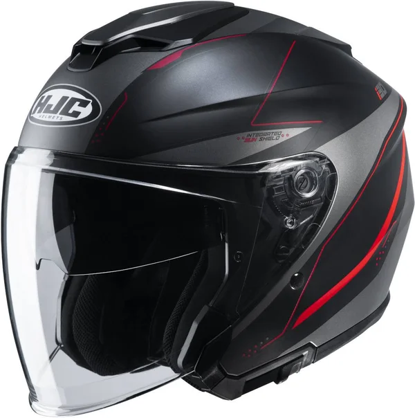 HJC I30 Slight Jet Helmet, black-grey-red, Size 2XL