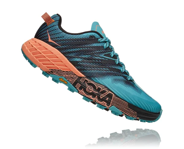 Hoka Women's Speedgoat 4 Trail Running Shoes in Blue/Orange, Size 10
