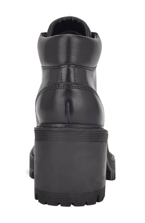 Women's Marc Fisher Ltd Waldo Lace-Up Platform Bootie - 7.5 M, Black Leather