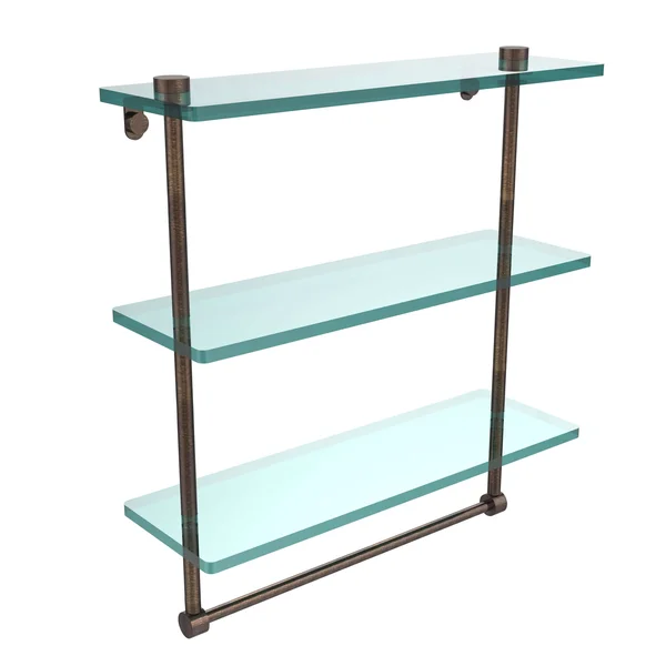 Allied Brass 16 inch Triple Tiered Glass Shelf Integrated Towel Bar Venetian Bronze