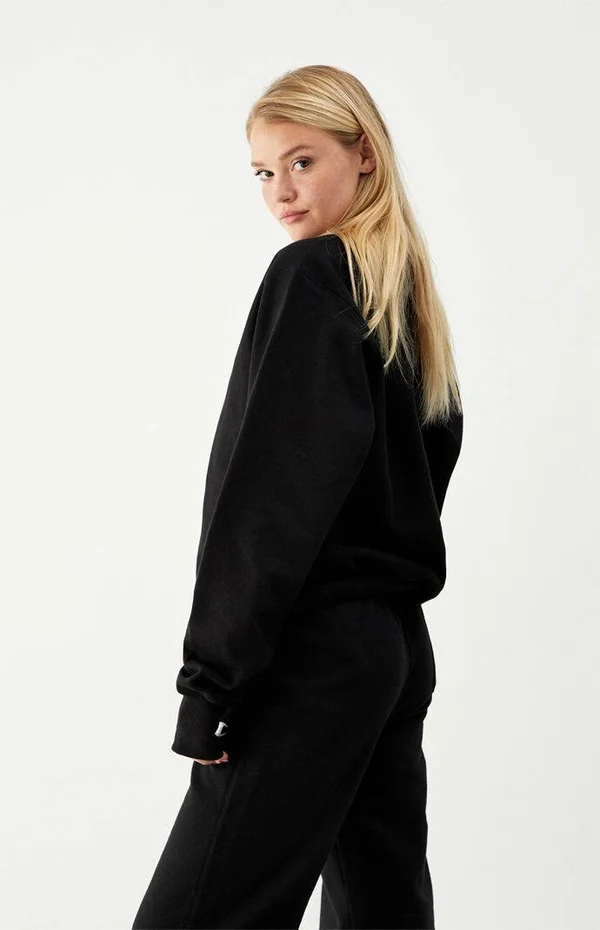 Champion REVERSE Weave Boyfriend Pullover - Black Large, Women's